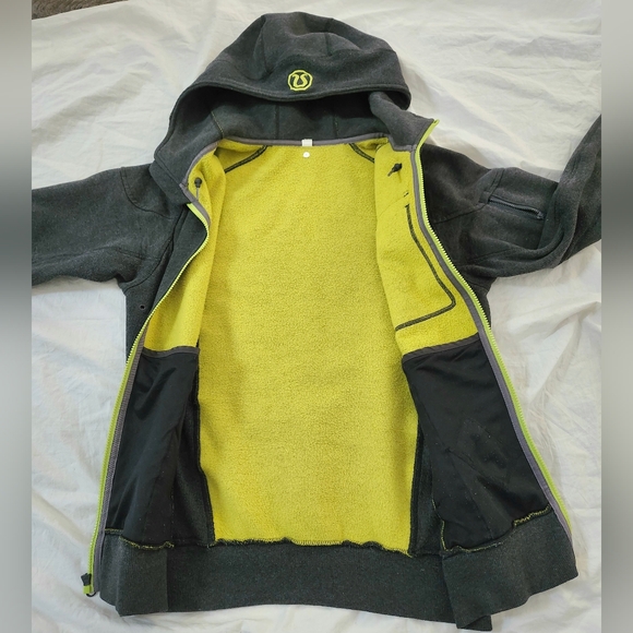 Lululemon Gray Lime Fleece Full Zip Hoodie Sweatshirt, Men's Size S - Picture 10 of 12